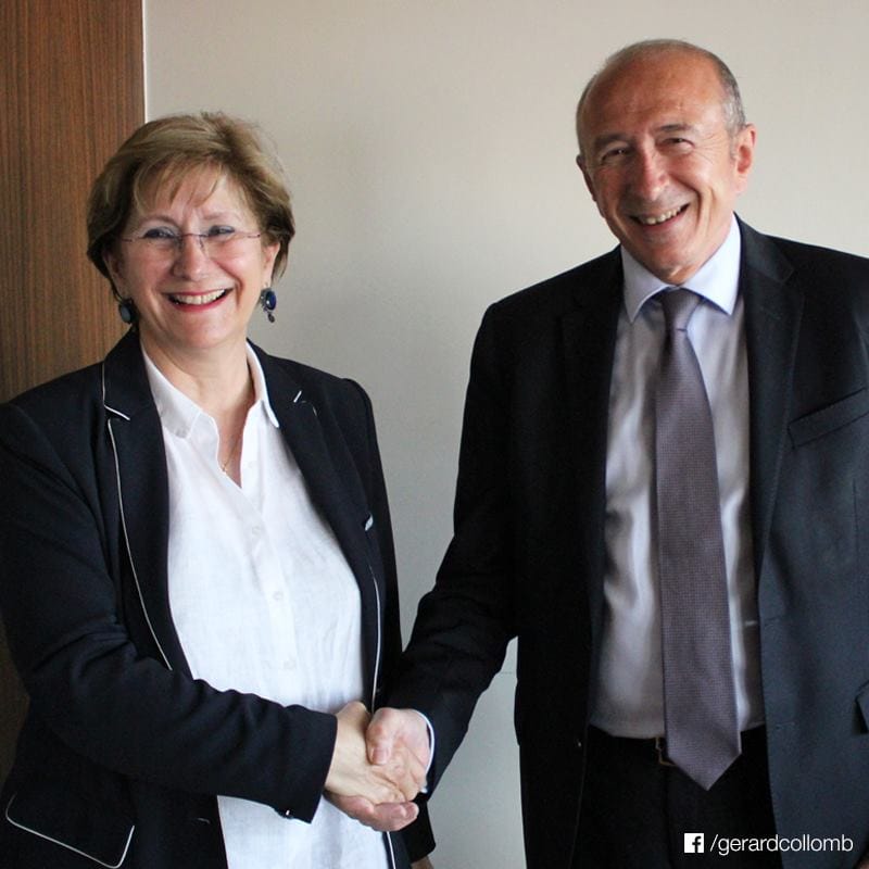 Annie Guillemot, présidente du Sytral et Gérard Collomb, président de la Métropole de Lyon. FB/G.Collomb