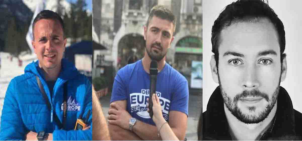 Les trois identitaires condamnés par le tribunal de Gap : Romain Espino, Clément Galant, Damien Rieu (de gauche à droite). Montage à partir des photos de profil Twitter