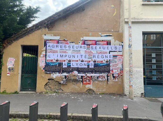 Un collage féministe devant l'université Lyon 3, le 25 avril 2024. ©DR