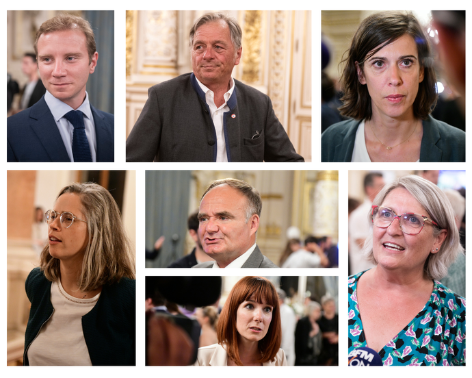 Montage de plusieurs candidats présents au second tour des législatives dans le Rhône.