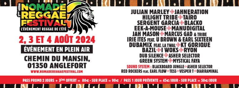 L'affiche du Nomade Reggae Festival 2024.